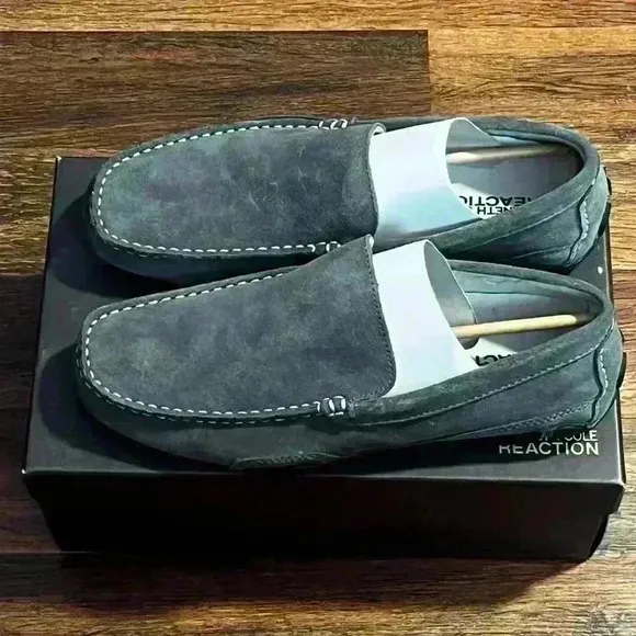 Kenneth Cole Reaction World Hold On Men's Size 9 Gray Suede Leather Slip On New