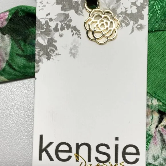 Kensie Women's Floral Wrap Dress Green Size 10 – Sleeveless V-Neck Knee-Length