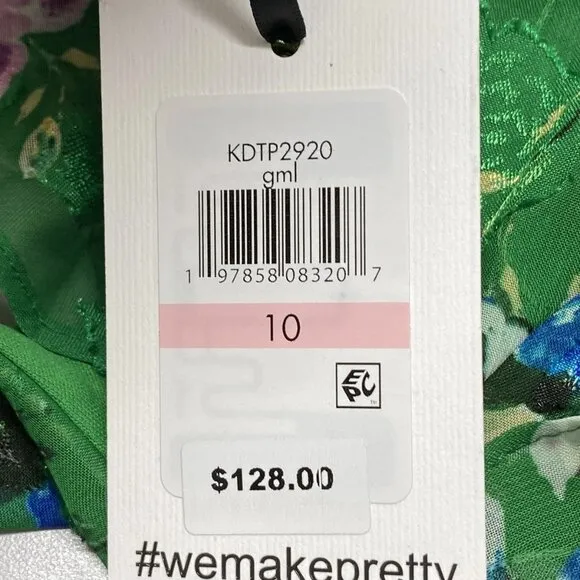 Kensie Women's Floral Wrap Dress Green Size 10 – Sleeveless V-Neck Knee-Length