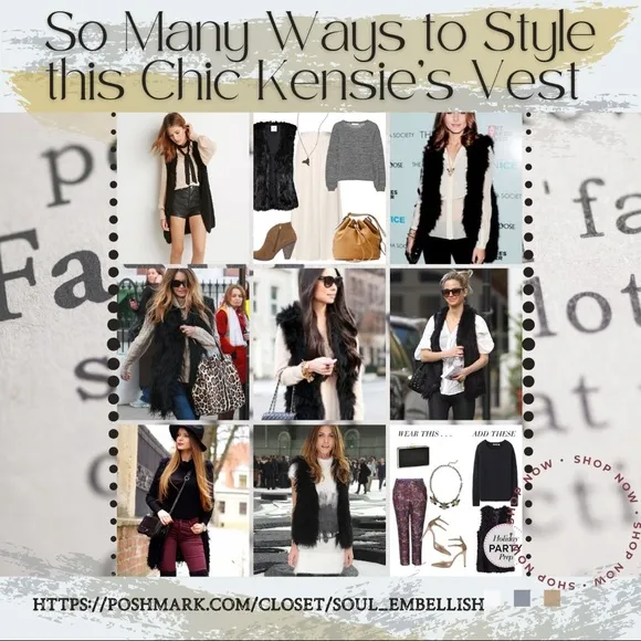 🖤Kensie’s Women’s Black Super Soft Faux Fur Bobble Vest Draped, Very Flattering