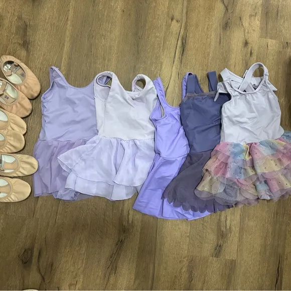 Kids' Purple and Multicolor Ballet Leotards and Ballet shoes