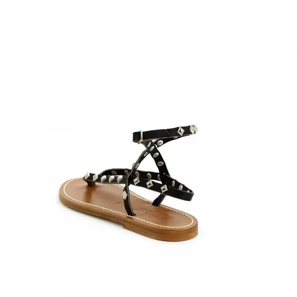 K.Jacques Deltapyr Studded Womens Sandals black Leather Shoes