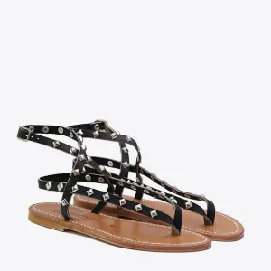 K.Jacques Deltapyr Studded Womens Sandals black Leather Shoes