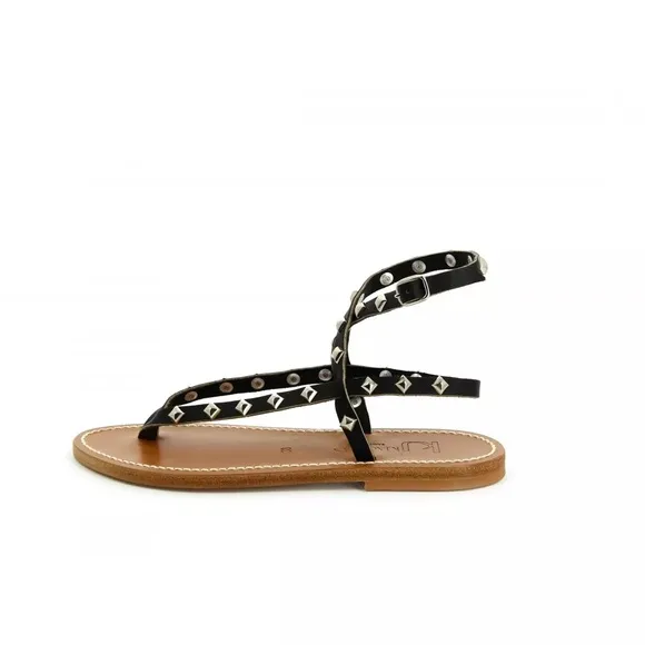 K.Jacques Deltapyr Studded Womens Sandals black Leather Shoes