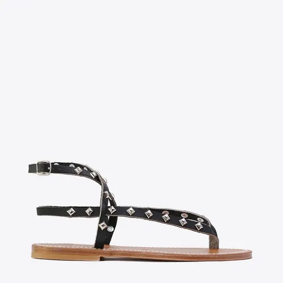 K.Jacques Deltapyr Studded Womens Sandals black Leather Shoes