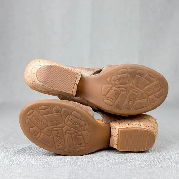 Korks By Kork-Ease Shimmer Tan Two Strap Leather Slide Sandals Size US 7M