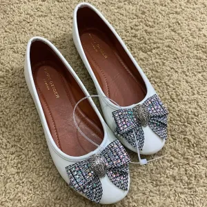 Kurt Geiger Kensington ballerina flat white rhinestone bow girl’s 4 Women’s 5.5