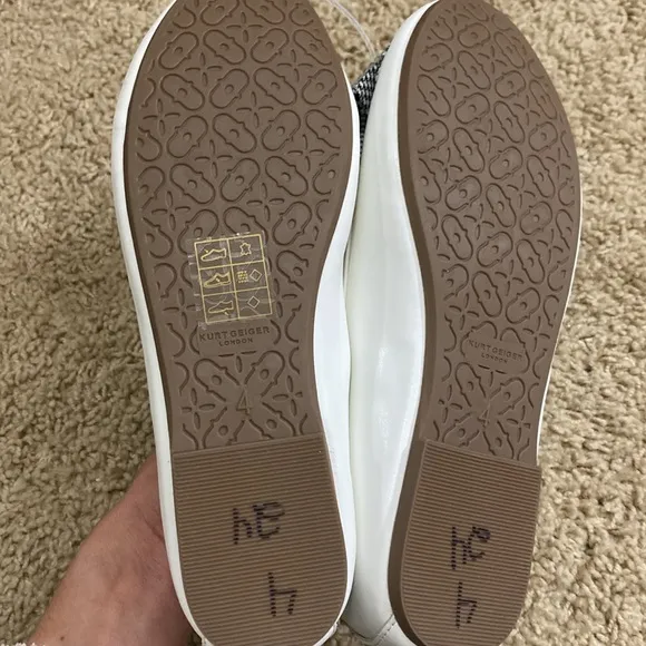 Kurt Geiger Kensington ballerina flat white rhinestone bow girl’s 4 Women’s 5.5