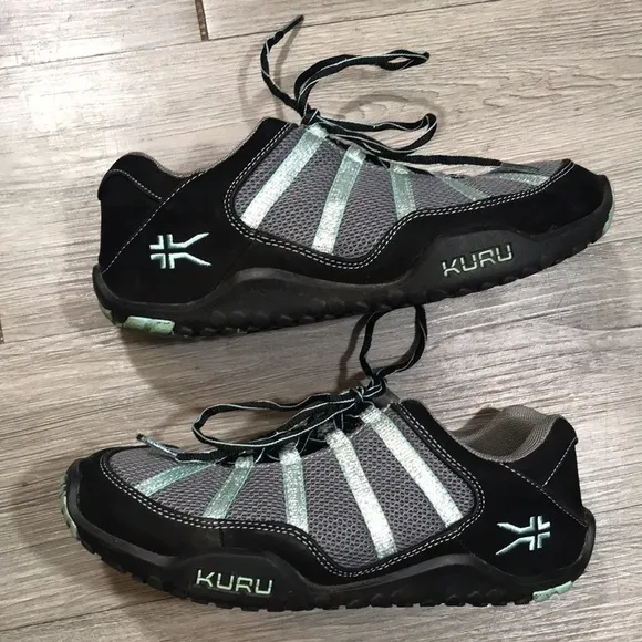 KURU CHICANE Trail Black Suede &amp; Mint Green  Sneakers size 9