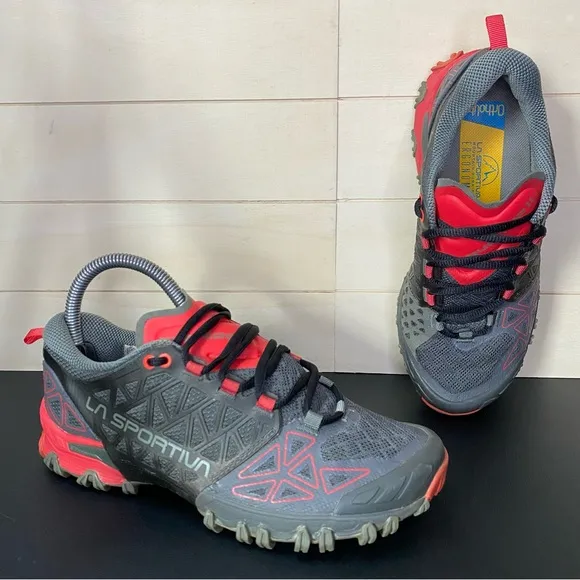 La Sportiva Bushido 2 Trail Shoes Women's Size 6.5 Sneakers Red Gray Hiking