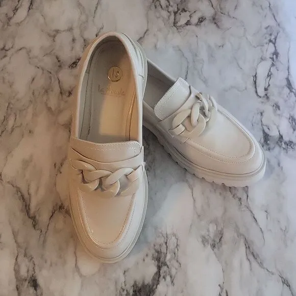 La Strada Loafer Street Beige Vegan Leather Women Moccasins Size EUR 38 ( US 8 )