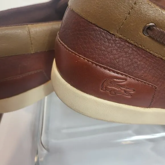 Lacoste size 12  Mens leather loafers two tone  B4  Top A