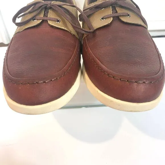 Lacoste size 12  Mens leather loafers two tone  B4  Top A
