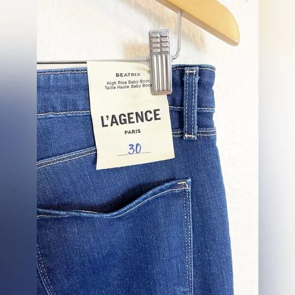 L'Agence jeans Beatrix High Rise Baby Boot with Slit Blue Jeans - 30. NWT
