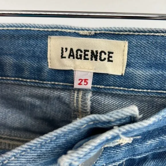L'AGENCE Jolene Denim Cut off Skirt - Light Wash - 25 - Sample