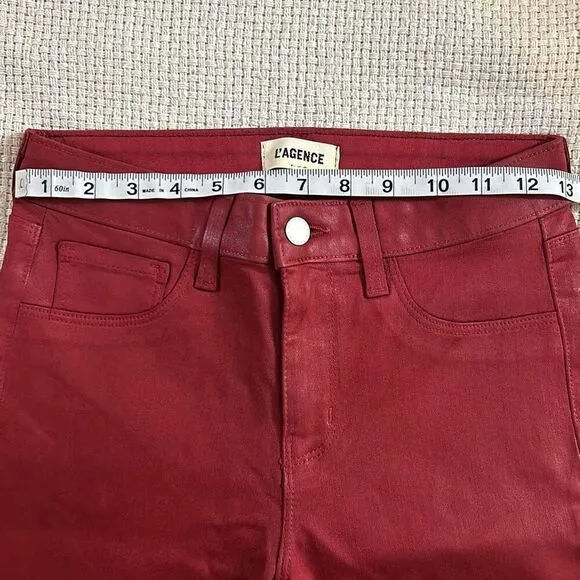 L’AGENCE Margot Skinny Jeans In Burgundy SIZE 25 BIN A