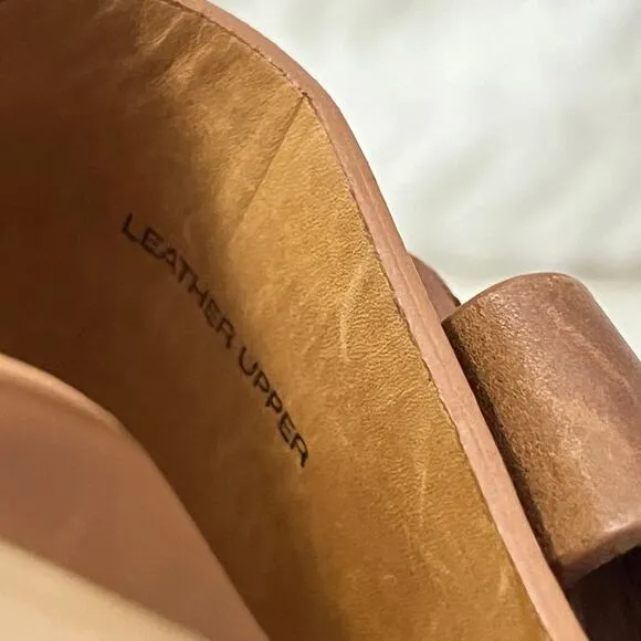L.A.M.B Brown Tan Leather Flower Ankle Wrap Stiletto Heeled Sandal Womens 9.5 US