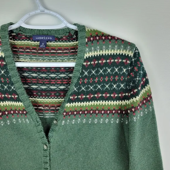 Lands' End 100% Cotton Knit Cardigan Sz Small