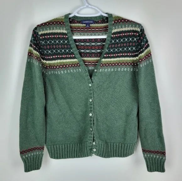 Lands' End 100% Cotton Knit Cardigan Sz Small