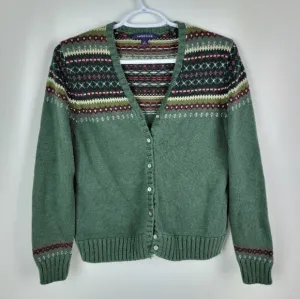 Lands' End 100% Cotton Knit Cardigan Sz Small