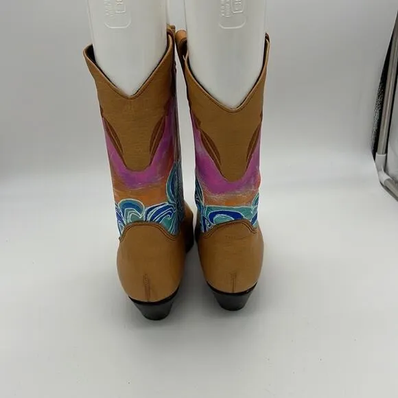 Laredo Hippie Sunshine Surf Cali Cool Cowboy Boots Hand Painted 7.5