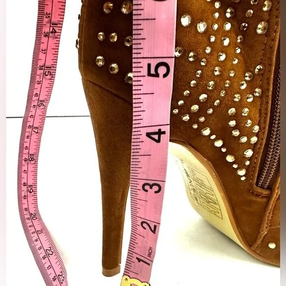 Lauren Lorraine suede Gold studded Knee High boots Sz 8.5