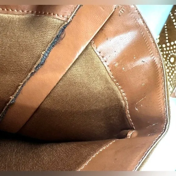 Lauren Lorraine suede Gold studded Knee High boots Sz 8.5
