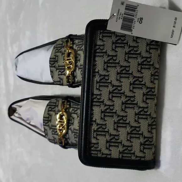 Lauren Ralph Lauren Averi Monogram Jacquard WALLET and LOAFERS. (SIZE 9)‎