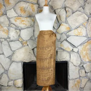 Lauren Ralph Lauren Linen Wrap Maxi Skirt Tribal Ochre | 14