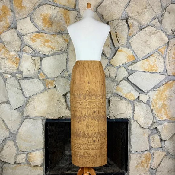 Lauren Ralph Lauren Linen Wrap Maxi Skirt Tribal Ochre | 14