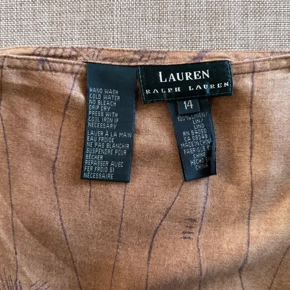 Lauren Ralph Lauren Linen Wrap Maxi Skirt Tribal Ochre | 14
