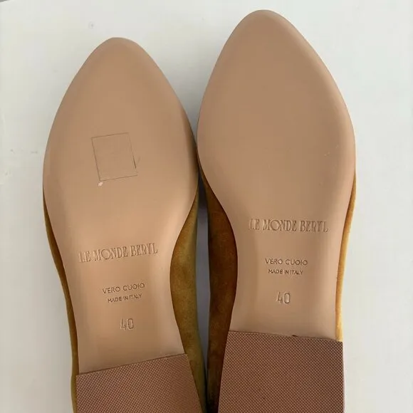 Le Monde Beryl Cognac Velvet Loafers Size 40 Like New 🟡