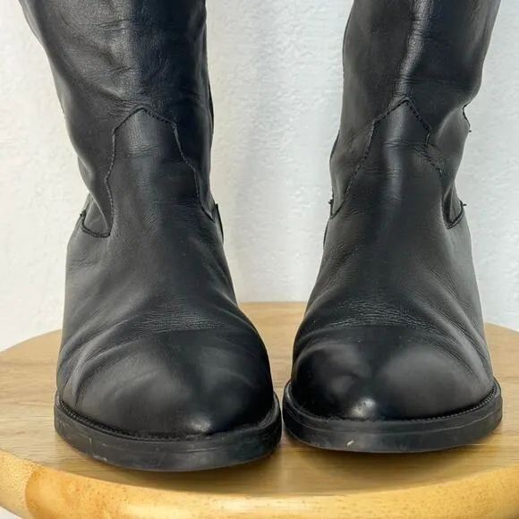 Leather Cowgirl Western Knee High Black Boots Size 40 / US 9