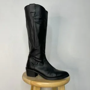 Leather Cowgirl Western Knee High Black Boots Size 40 / US 9