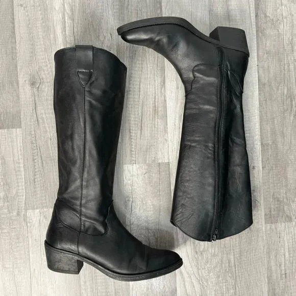 Leather Cowgirl Western Knee High Black Boots Size 40 / US 9