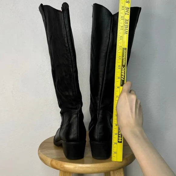 Leather Cowgirl Western Knee High Black Boots Size 40 / US 9