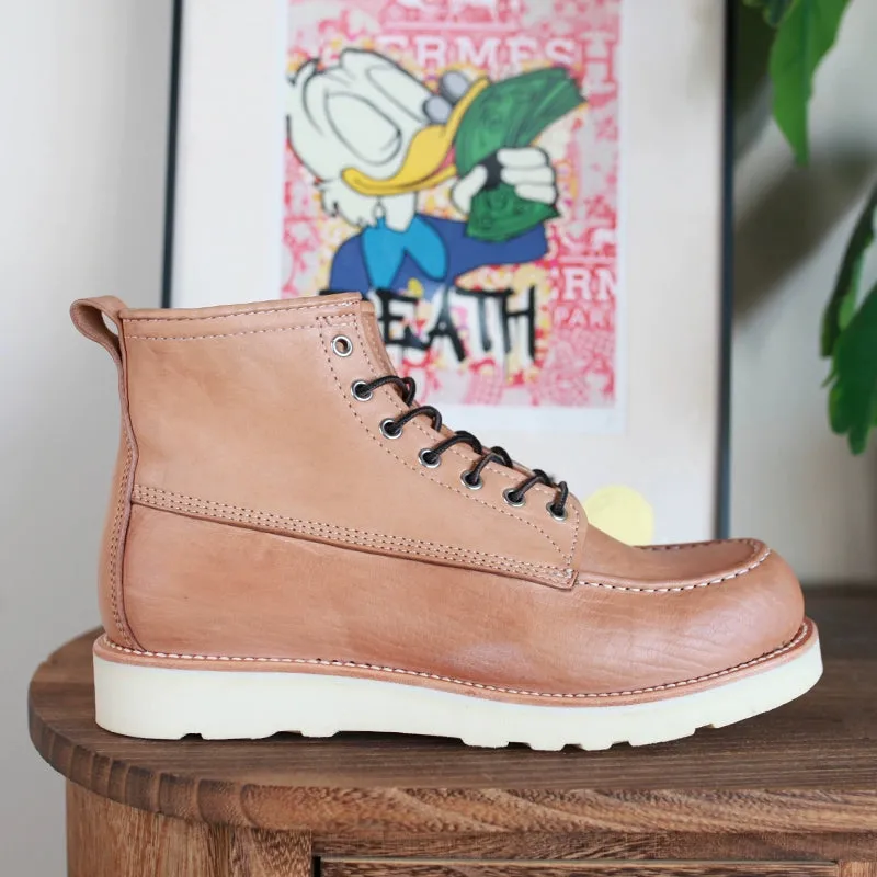 Leather Moc-Toe Boots