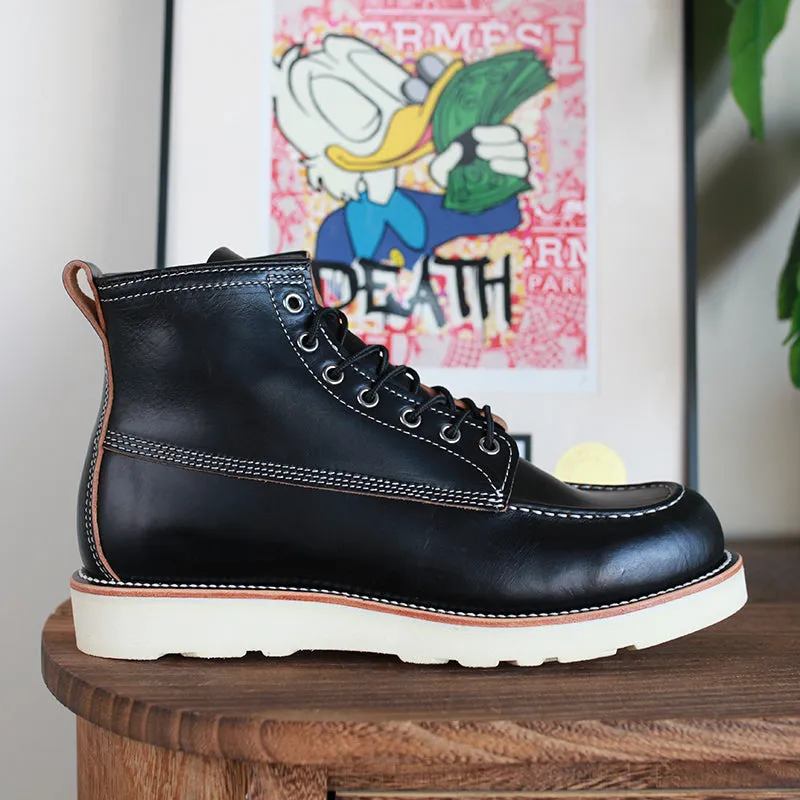 Leather Moc-Toe Boots