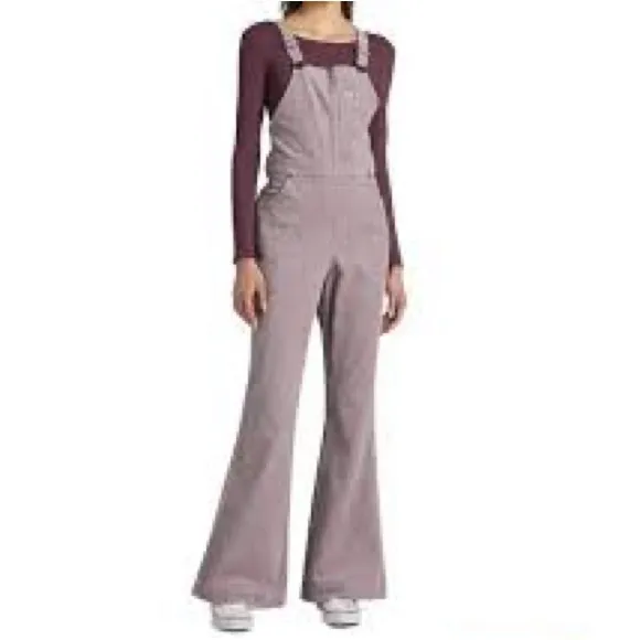 Lee Corduroy Flare Overalls in Purple Storm