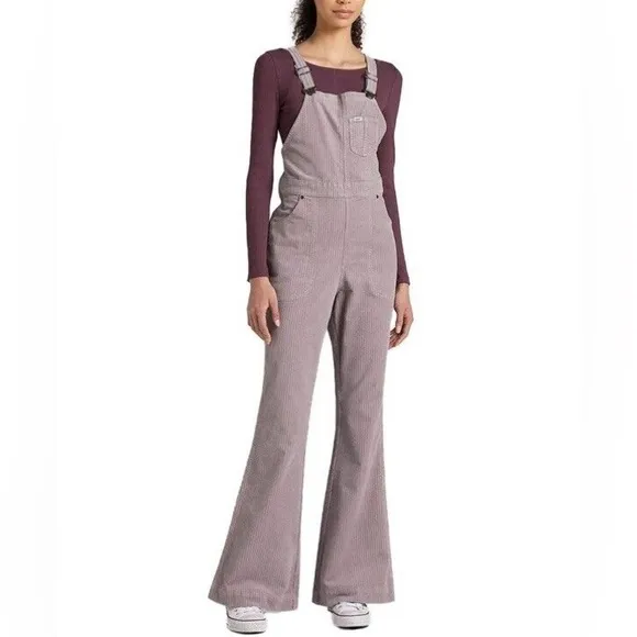 Lee Corduroy Flare Overalls in Purple Storm