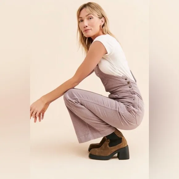 Lee Corduroy Flare Overalls in Purple Storm