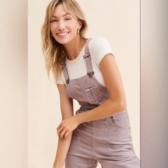 Lee Corduroy Flare Overalls in Purple Storm
