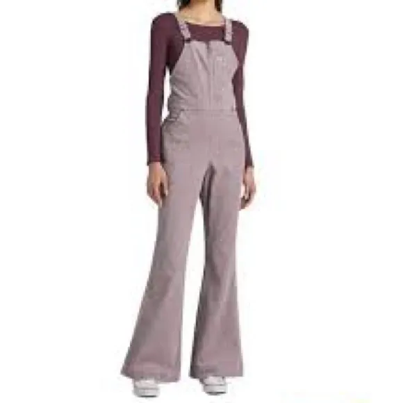 Lee Corduroy Flare Overalls in Purple Storm