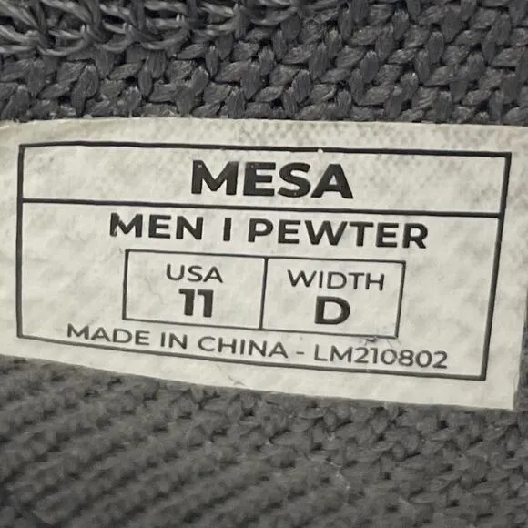 LEMS Mesa Men's Size 11 D Pewter Knit Gray Trail Running Shoes Hiking Sneakers
