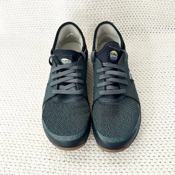 Lems Navy Coastal Blue Yellow Accent Mesa Trail Lace Up Low Top Sneakers 9.5 Men