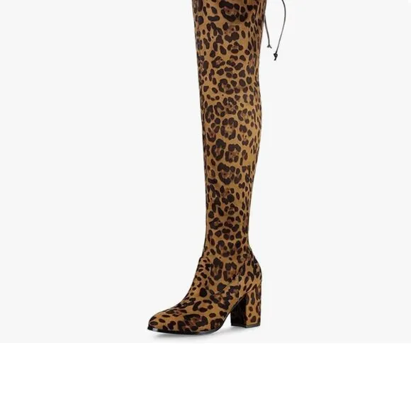 Leopard Over the Knee High Boots