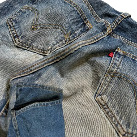 Levi's 501 Rugged Straight Leg Jeans with Button Fly | 35x36 | Distressed