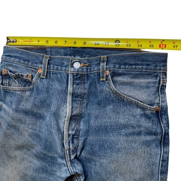 Levi's 501 Rugged Straight Leg Jeans with Button Fly | 35x36 | Distressed