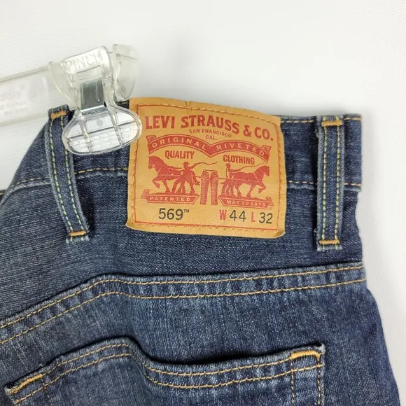 Levi's Mens Straight Dark Blue Jeans 569 Like New Sz 42/32
