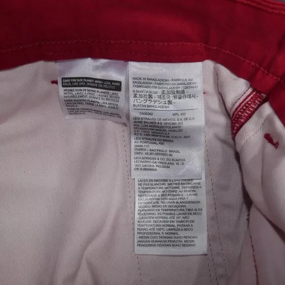 Levi's Snap Cargo Shorts Mens Size 30 Scooter Red Micro Dobby Stretch Canvas NWT